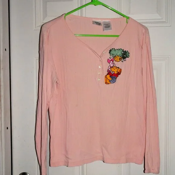 90s Disney Store Vintage Winnie The Pooh Henley Shirt - Picture 2 of 7